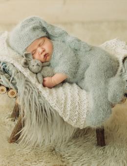 Ангоровий чоловічок і ковпак для фотосесії немовлят